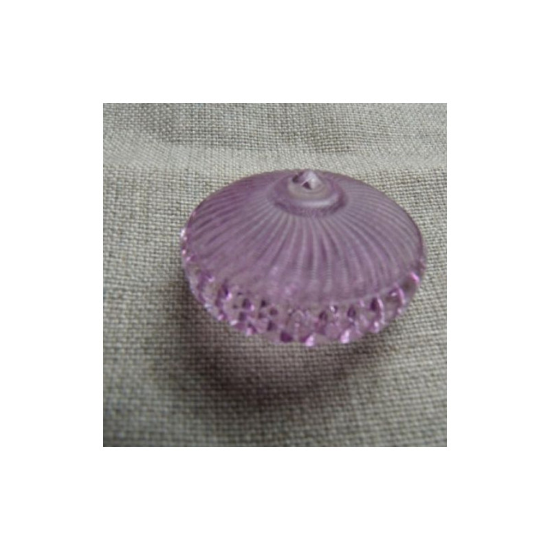 bouton acrylique à queue parme  transparent,de belle qualité, 28 mm