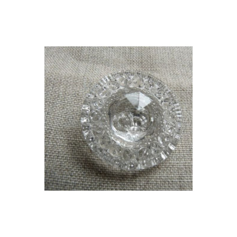 bouton acrylique à queue Multi facette transparent ,28mm, de belle qualité