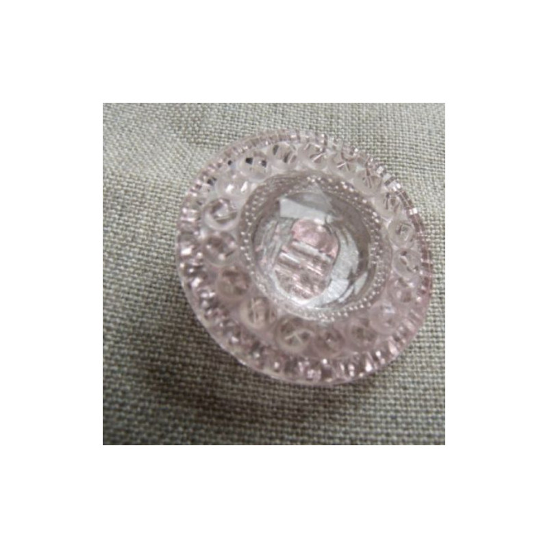 bouton acrylique à queue multi facette rose transparent ,28 mm,de belle qualité