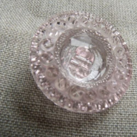 bouton acrylique à queue multi facette rose transparent ,28 mm,de belle qualité