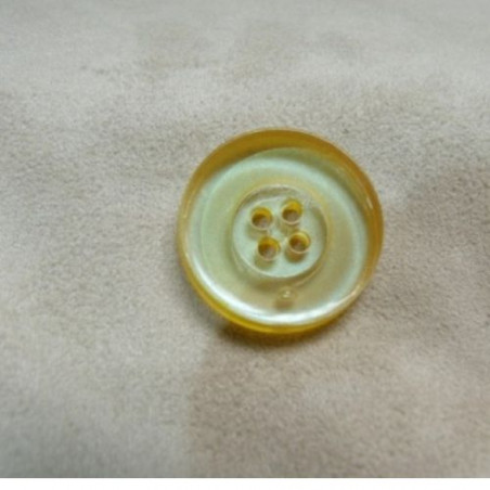 BOUTON POLYESTER JAUNE à 4 trous,26 mm,de belle qualité