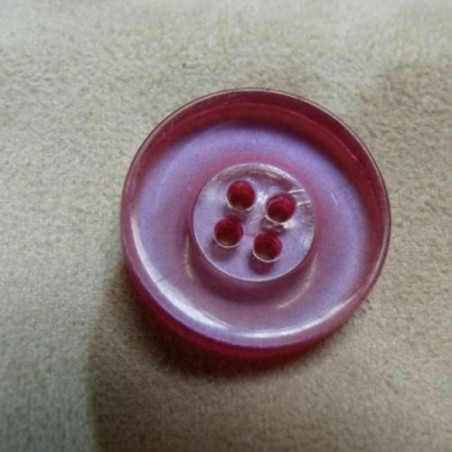 BOUTON POLYESTER ROSE  à 4 trous,26 mm,de belle qualité
