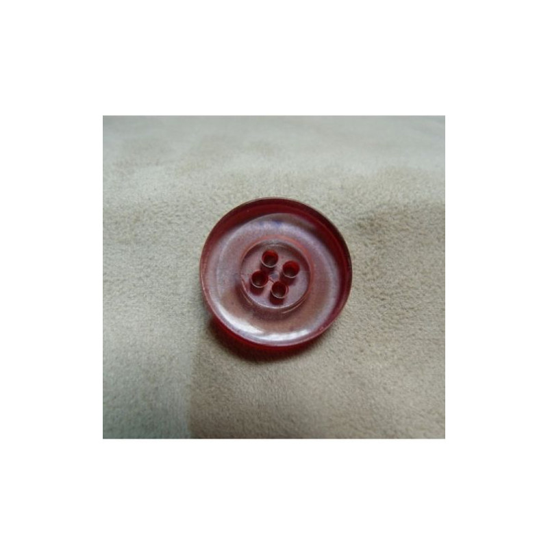 BOUTON POLYESTER ROUGE ,26 mm ,à 4 trous