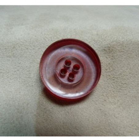 BOUTON POLYESTER ROUGE ,26 mm ,à 4 trous