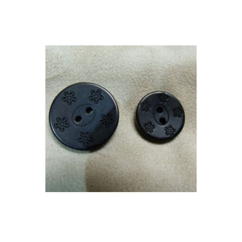 BOUTON ACRYLIQUE MOTIF FLEURS-NOIR, de belle qualité