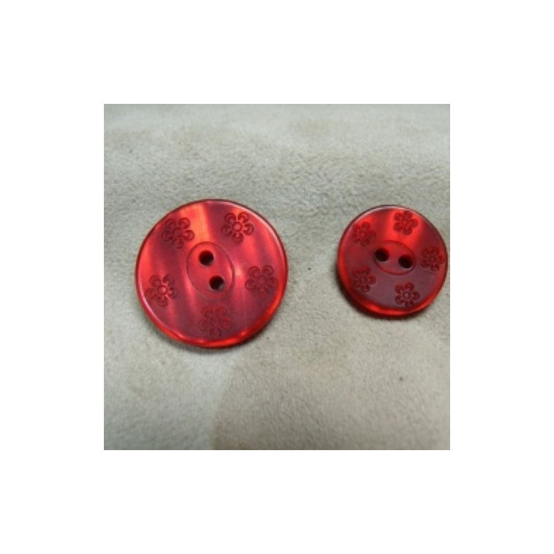 BOUTON ACRYLIQUE  MOTIF FLEURS ROUGE,de belle qualité