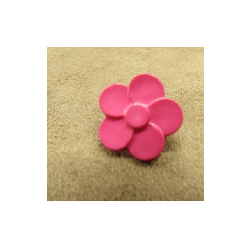 bouton acrylique à queue motif petite fleurs rose fuschia,18 mm,très tendance