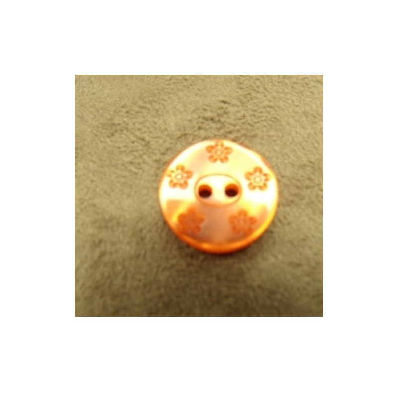 bouton acrylique motif fleur orange foncé ,18 mm,de belle qualité