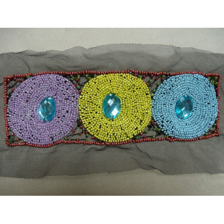 COLS PERLES-Applique rectangulaire à coudre perles et cabochons COLS PERLES-Applique rectangulaire à coudre perles et cabochons