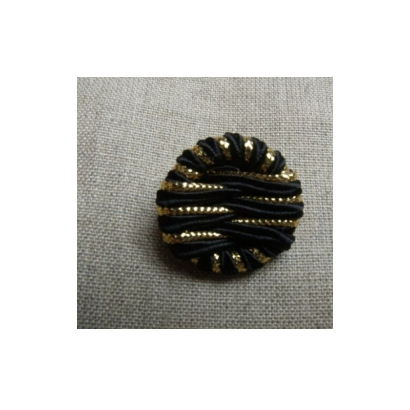 bouton passementerie à queue doré et noir,25 mm,de belle qualité