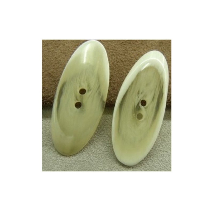 BOUTON / BÛCHETTE à 2 TROU BLANC CASSÉE ,LONGUEUR: 4,5 cm / LARGEUR: 1,7 cm