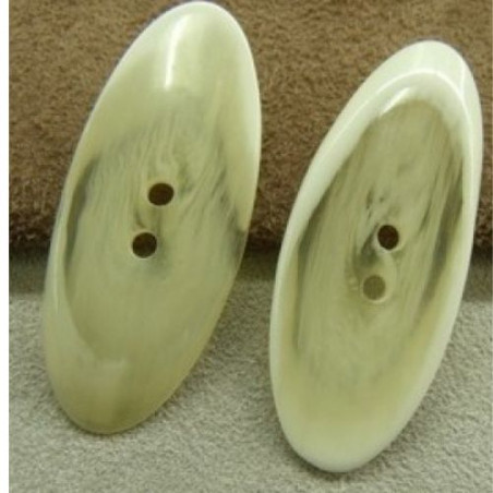 BOUTON / BÛCHETTE à 2 TROU BLANC CASSÉE ,LONGUEUR: 4,5 cm / LARGEUR: 1,7 cm