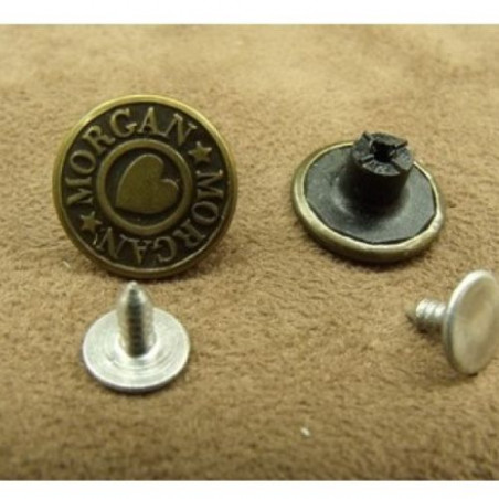 BOUTON JEAN MORGAN BRONZE,17 mm, vendu par LOT de 2 pièces