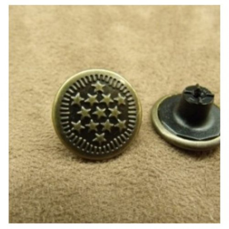 BOUTON JEAN ETOILE BRONZE,17 mm, vendu par LOT de 2 pièces