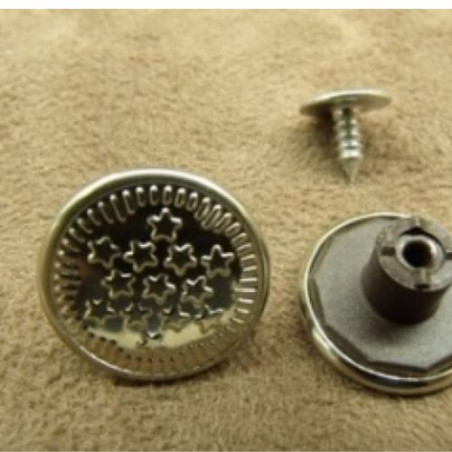 BOUTON JEAN ETOILE ARGENT, 17 mm, vendu par LOT de 2 pièces