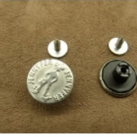 BOUTON JEAN 'S ARGENT MAT,17 mm, vendu par LOT de 2 pièces