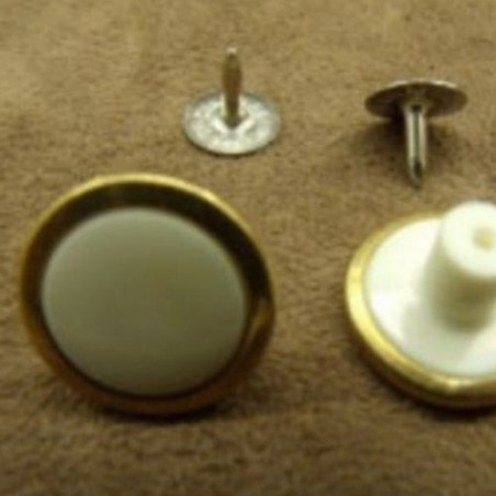 BOUTON JEAN BLANC et or, 17 mm,vendu par LOT de 2 pièces
