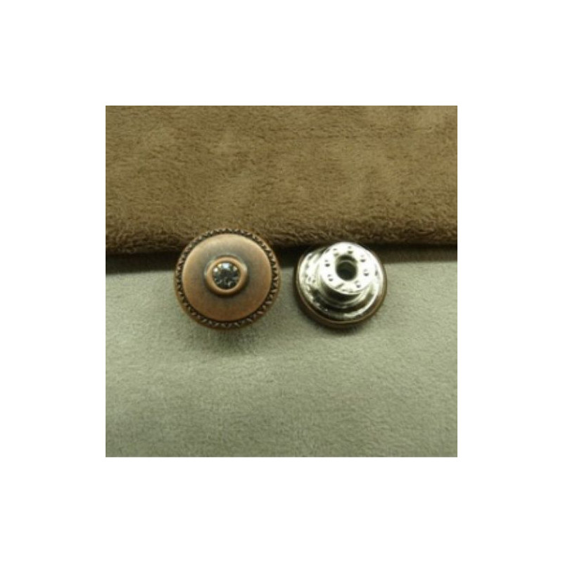 BOUTON JEAN 'S cuivre strass argenté, 17 mm,vendu par LOT de 2 pièces