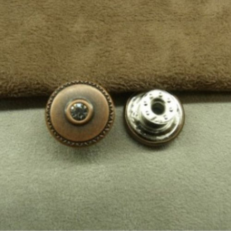 BOUTON JEAN 'S cuivre strass argenté, 17 mm,vendu par LOT de 2 pièces