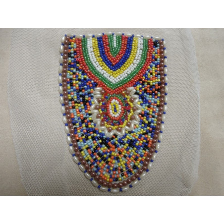 COLS PERLES-Applique ETHNIQUE 1/2 ovale - perles rocailles multicolores COLS PERLES-Applique ETHNIQUE 1/2 ovale - perles rocailles multicolores