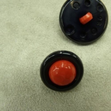 bouton acrylique bicolore composé noir et rouge, 17 mm, de belle qualité