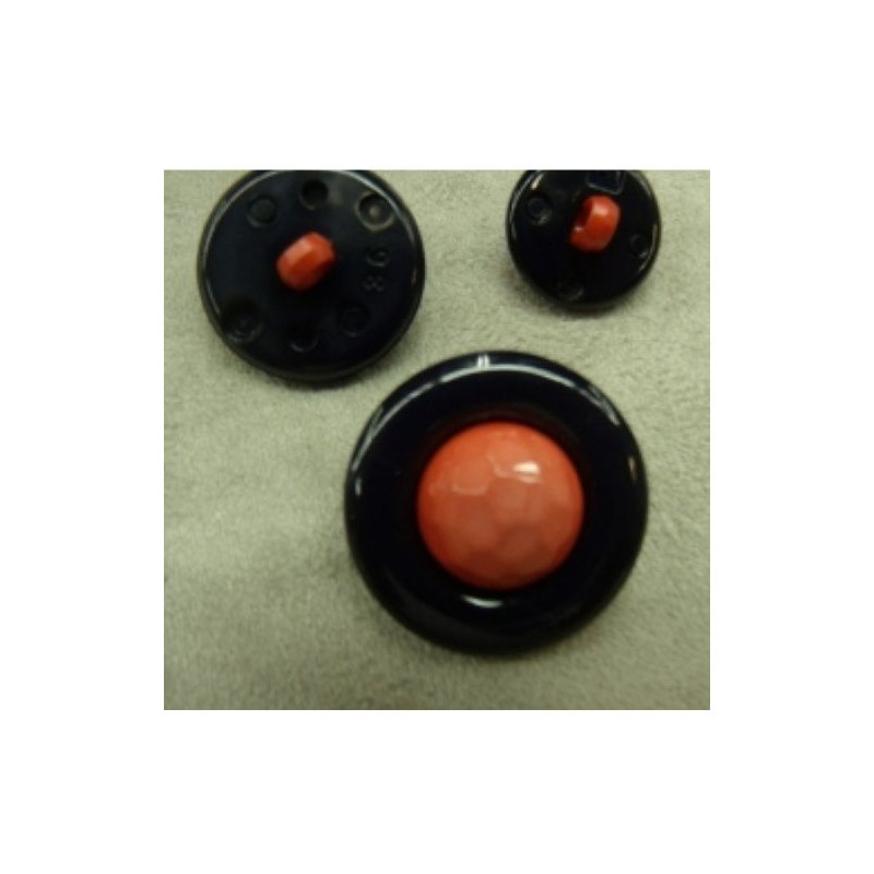 bouton acrylique  bicolore composé ,noir et rouge,28mm :de belle qualité