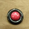 bouton acrylique  bicolore composé fuschia et noir, 28 mm, de belle qualité