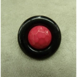 bouton acrylique  bicolore composé fuschia et noir, 28 mm, de belle qualité