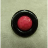 bouton acrylique  bicolore composé fuschia et noir, 28 mm, de belle qualité