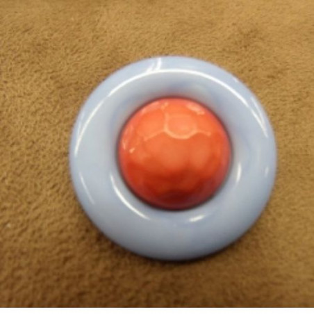 bouton acrylique bicolore composé,bleu et rouge, 28 mm,de belle qualité