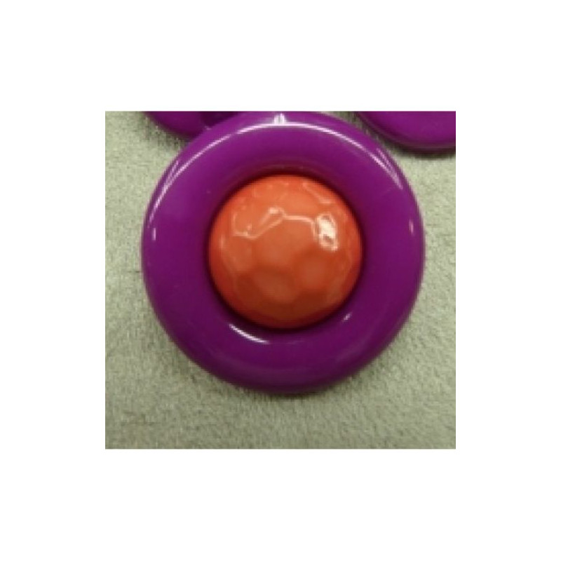bouton acrylique bicolore composé violet et rouge,28 mm,de belle qualité