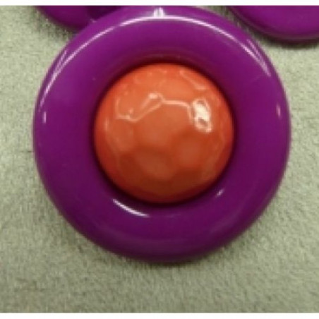 bouton acrylique bicolore composé violet et rouge,28 mm,de belle qualité