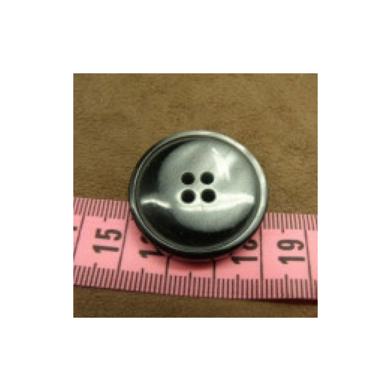 bouton acrylique à 4 trous gris et noir , 3 cm / epaisseur 6 mm,de belle qualité