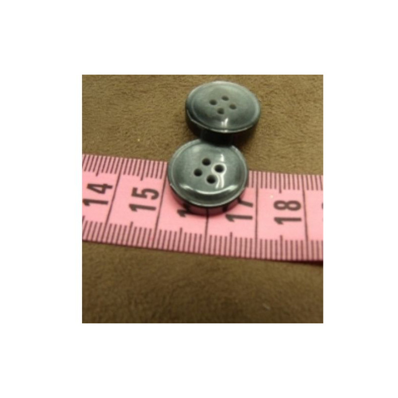 bouton acrylique gris à 4 trous 1.7 cm, de belle qualité