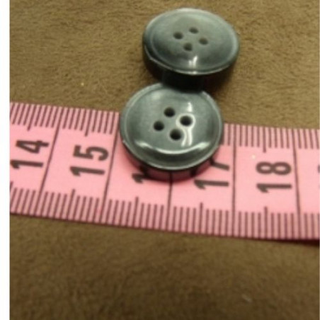 bouton acrylique gris à 4 trous 1.7 cm, de belle qualité
