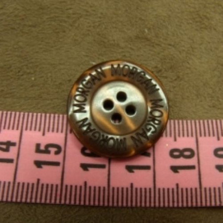 bouton acrylique marron, 23 mm , de belle qualité