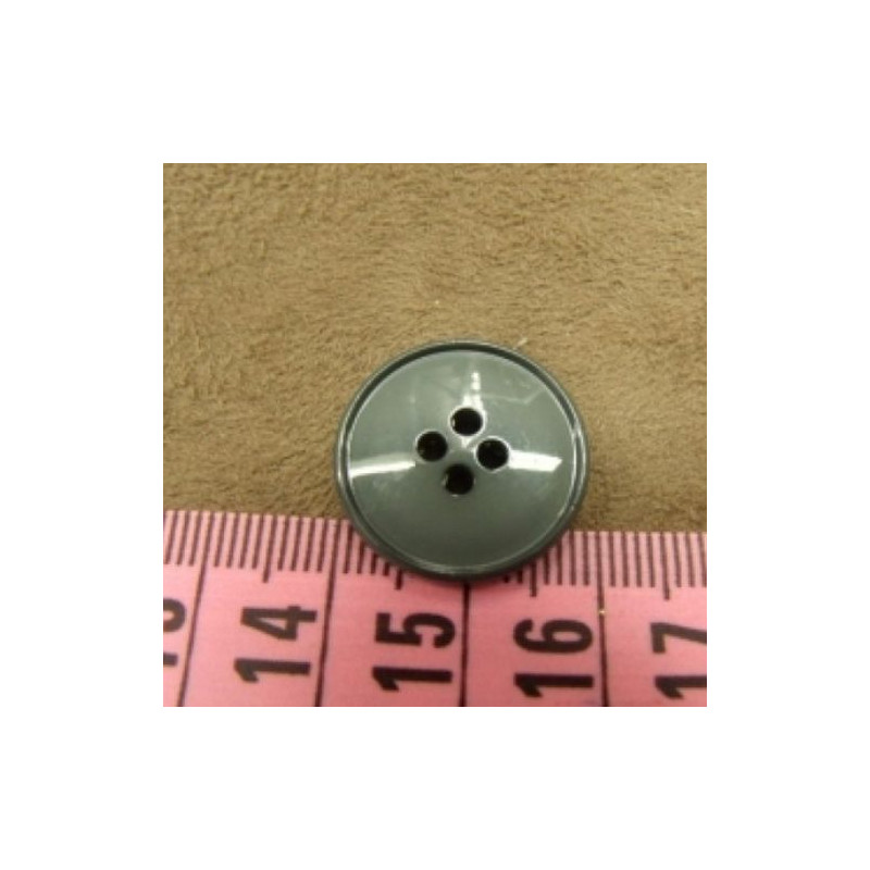 bouton acrylique gris  à 4 trous , 19  mm, de belle qualité