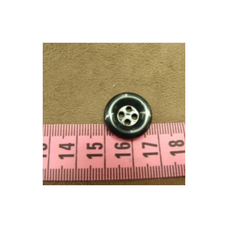 bouton acrylique noir  à 4 trous,  18 mm, de belle qualité