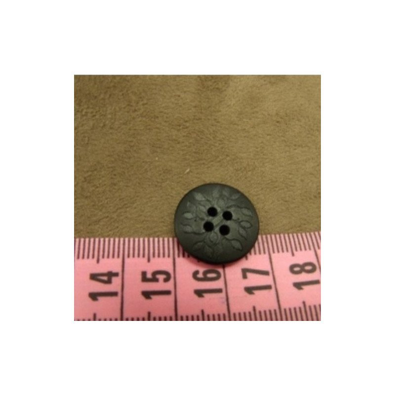 bouton acrylique noir  a 4 trous, 18 mm,de belle qualité