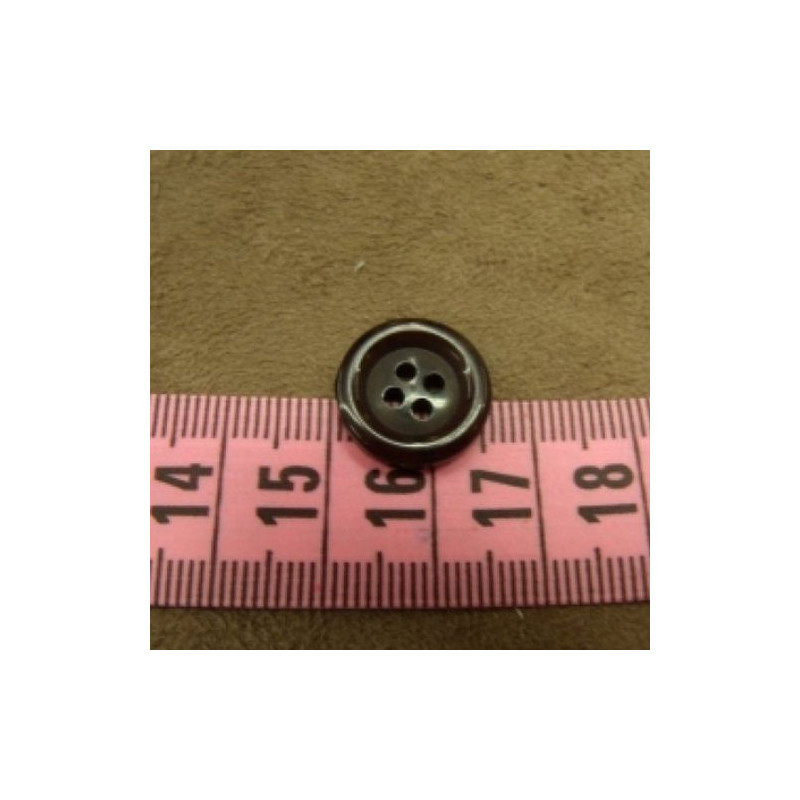 bouton acrylique marron foncé, 14 mm, de belle qualité