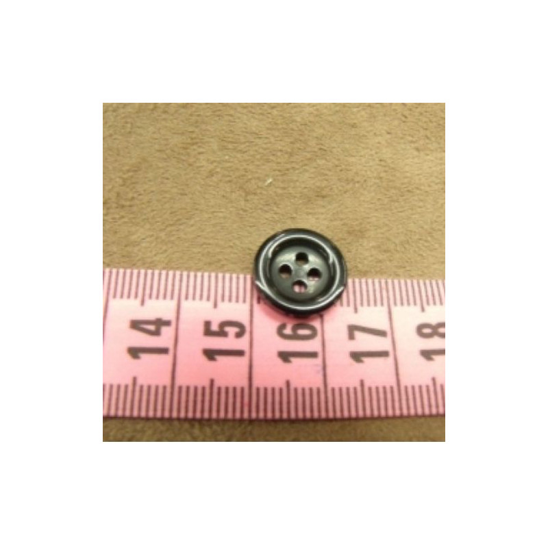 bouton acrylique noir  à 4 trous, 14 mm, de belle qualité