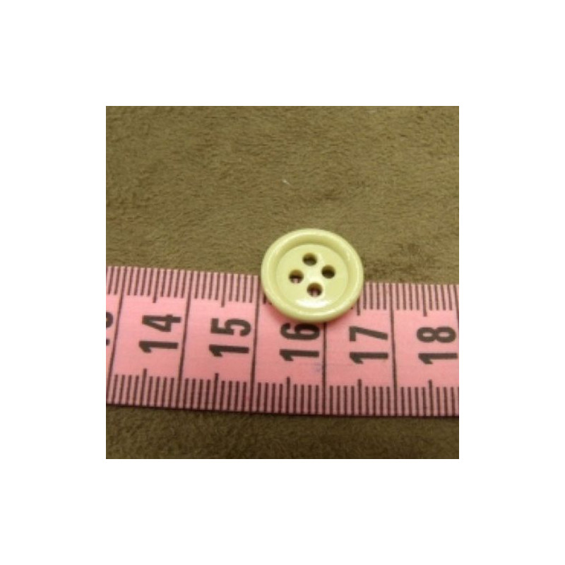 bouton acrylique beige  à 4 trous, 15 mm, de belle qualité