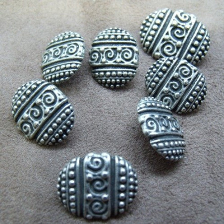 bouton métal argent vieillit,18 mm,vendu par 6