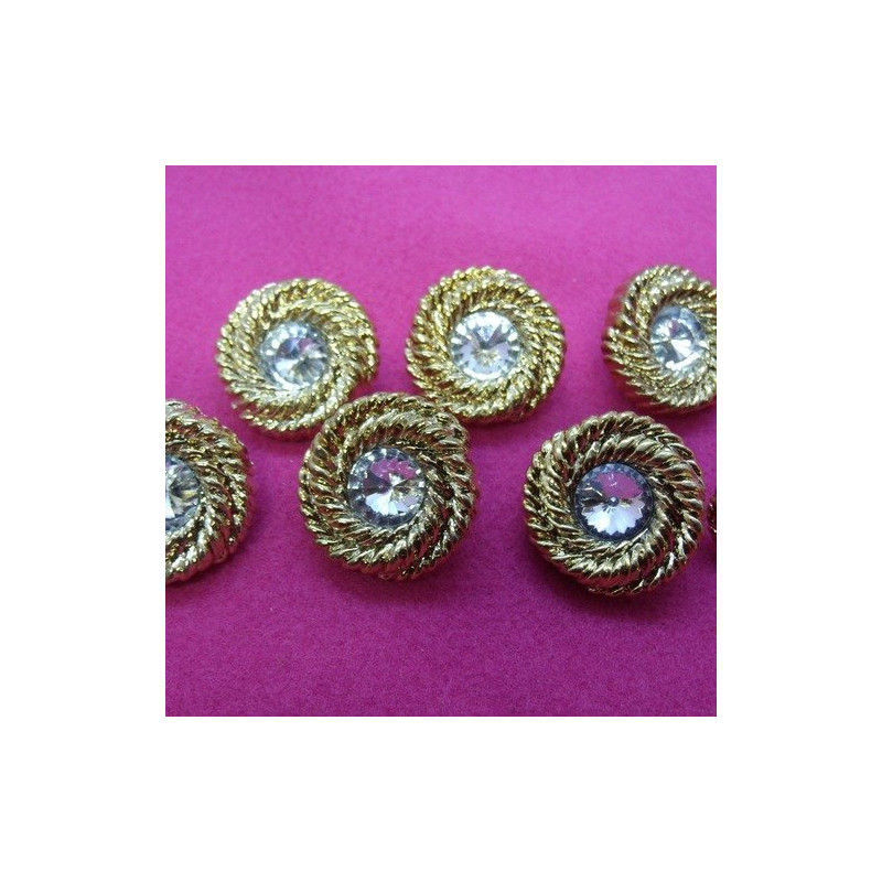 bouton strass acrylique à queue, 29 mm, vendu par 6