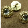 bouton or strass central acrylique à queue, 18 mm, vendu par 6
