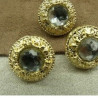 bouton or strass central acrylique à queue, 18 mm, vendu par 6