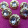 bouton or strass central acrylique à queue, 18 mm, vendu par 6