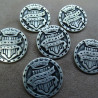bouton métal argent,23 mm, vendu par 6