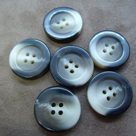 bouton acrylique à 4 trous beige et marron,23 mm,vendu par 6