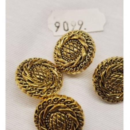 bouton rond acrylique doré à queue VENDU PAR LOT DE 6